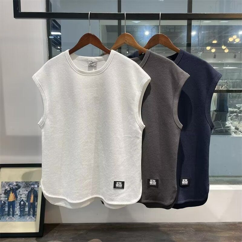 Herrenbekleidung Retro Ärmelloses T-Shirt Herrenweste Locker Vielseitig Einfarbig Lässig Herren Ins Trendy Einfarbig Weste Oberbekleidung_voghion.com