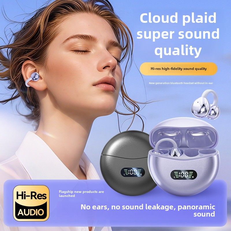New Bluetooth headset clip-on ear noise reduction waterproof high sound quality bone conduction true wireless_voghion.com