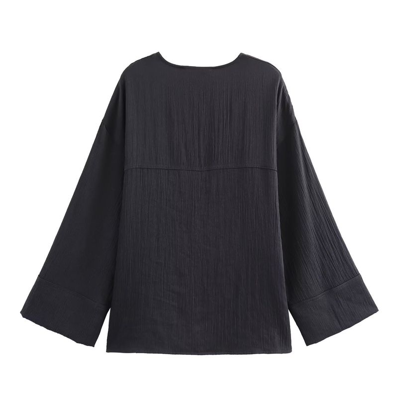 Sieviešu apģērbs 2024. gada rudens jauns, moderns, vaļīgs jakas un bikses komplekts ar auklām_voghion.com