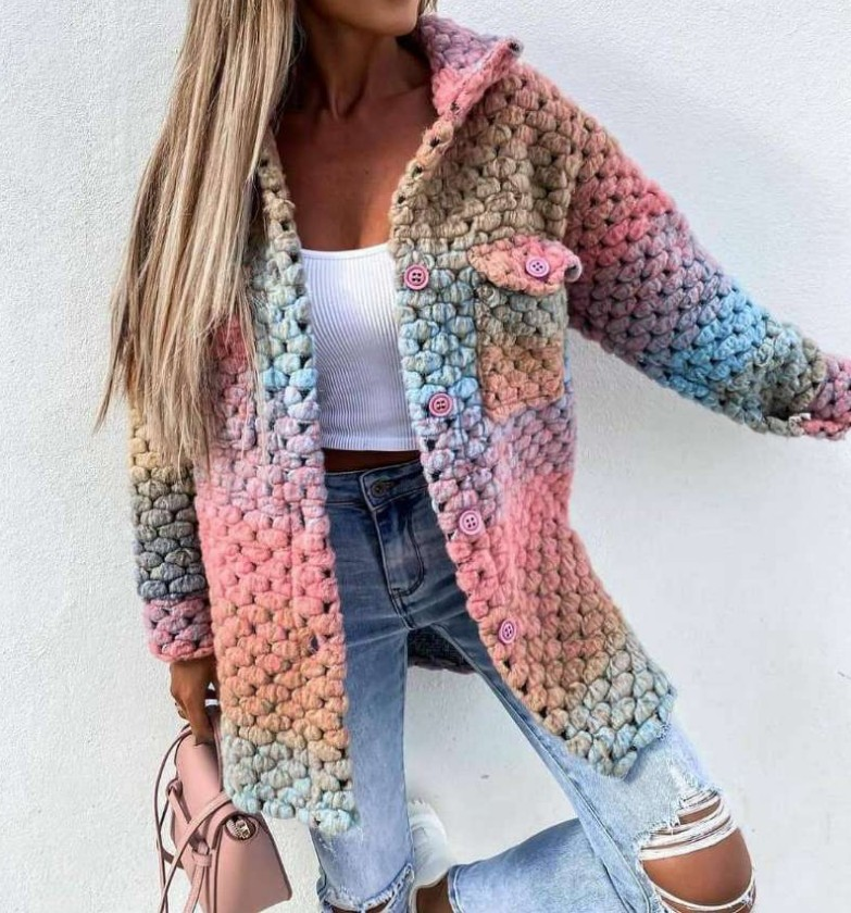 giacca di lana da donna stampata alla moda in stile caldo_voghion.com