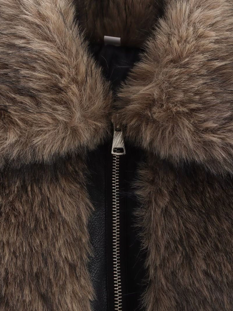 Women's Clothing Trendy Contrast-Trim Faux Fur Jacket – Winter Fashion Coat For Women"_voghion.com