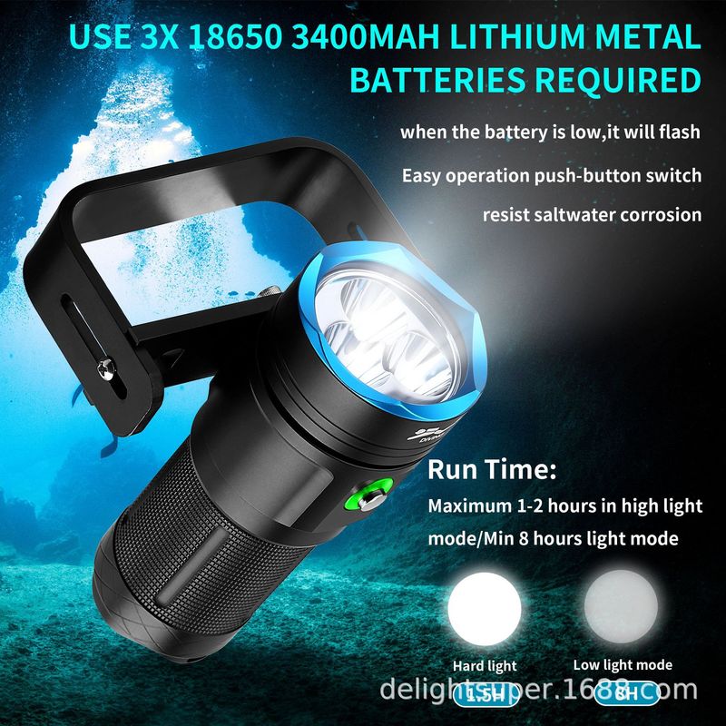 Factory Batch New Product Hi Sea Travel W56A 3PCS SST40 Headlamp Photography Fill Diving Handheld Light_voghion.com