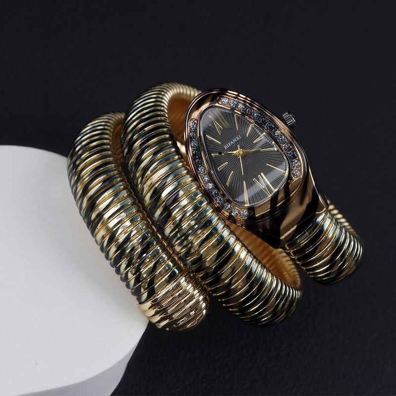 Fashion Creative Snake-Shaped For Women, Unique Pattern Quartz With Steel Band Bracelet, Electronic Watch_voghion.com