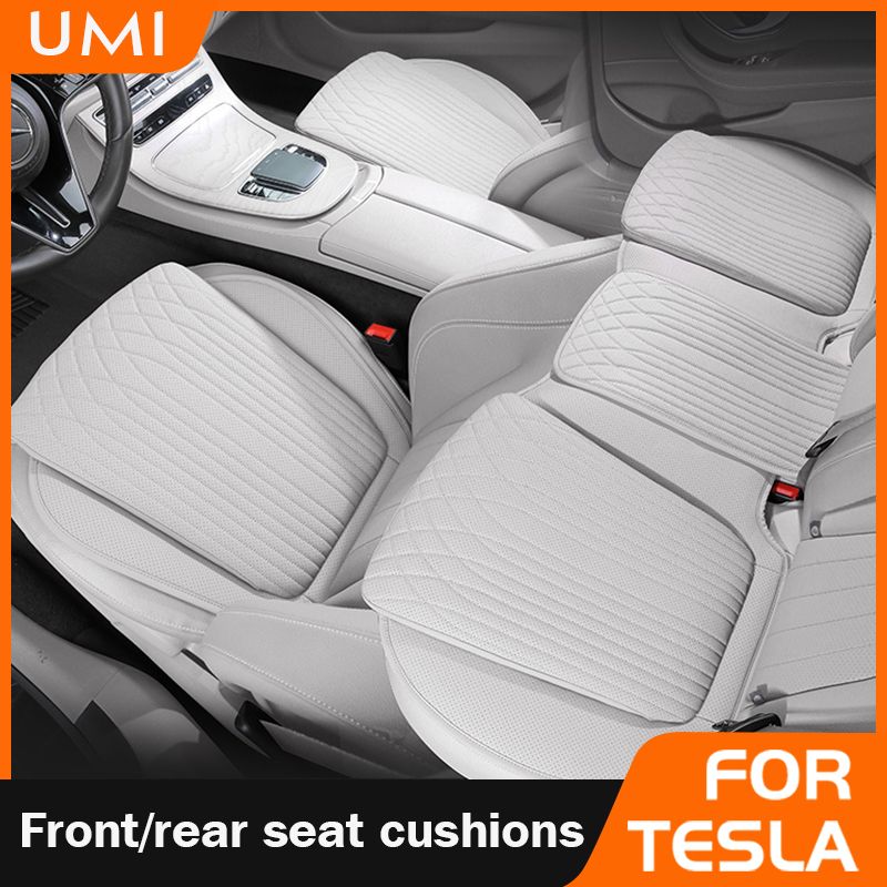 For Tesla Nappa Leather Breathable Non-slip Car High Rebound Pad Cushion Four Seasons Universal Auto Seat_voghion.com
