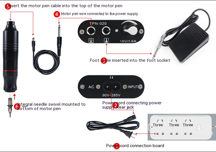 Ou Liang Black Box 10 Color Machine Motor Pen Complete Set of Tattoo Tools_voghion.com