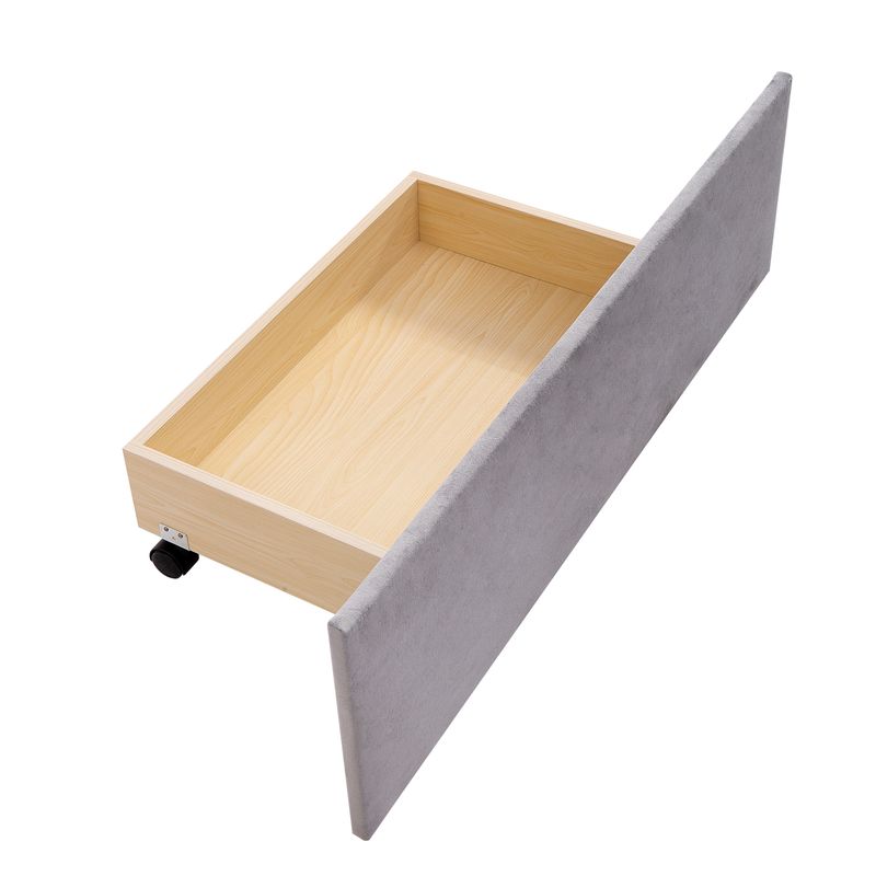 Polsterbett 90x200cm Con Lattenrost, Schubladen, Verstellbarem Kopfteil, Grau_voghion.com