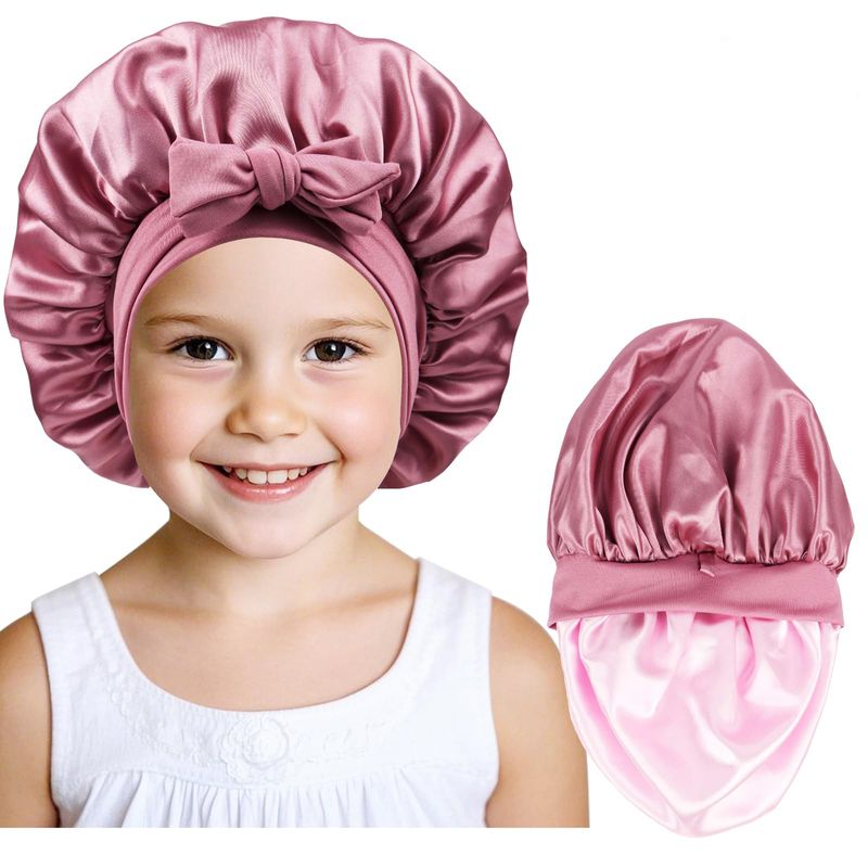 Cuffia per neonati in raso a doppio strato con nastro elastico - Cuffia da notte morbida ed elegante per bambini piccoli e ragazzi_voghion.com