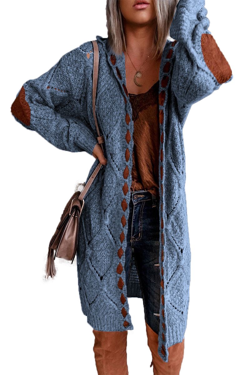 Maglione con cappuccio lavorato a maglia da donna, a maniche lunghe, cardigan, giacca_voghion.com