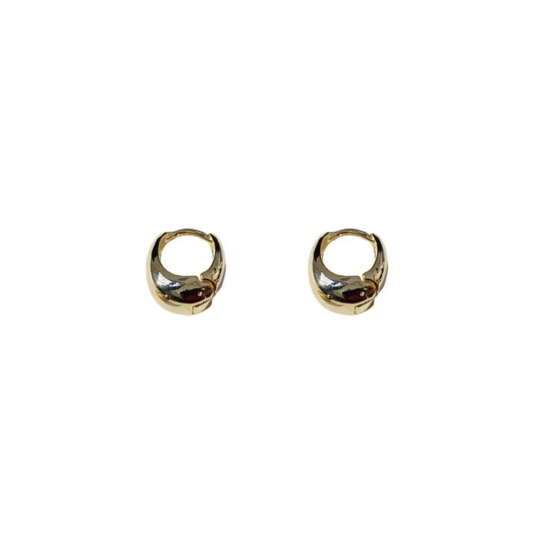 Orecchini a cerchio in metallo minimalista ed elegante con goccia d'acqua in vero oro 14K coreano Dongdaemun_voghion.com