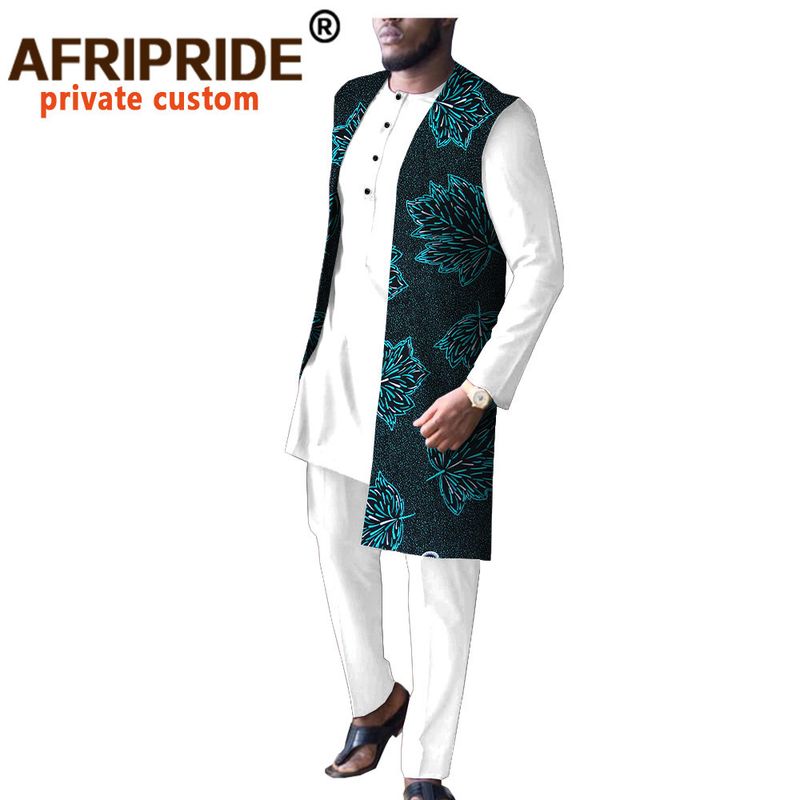 Herrenbekleidung Afrika Herren-L-Kleid, dreiteiliges Set, Mantel + Oberteil + Hose_voghion.com