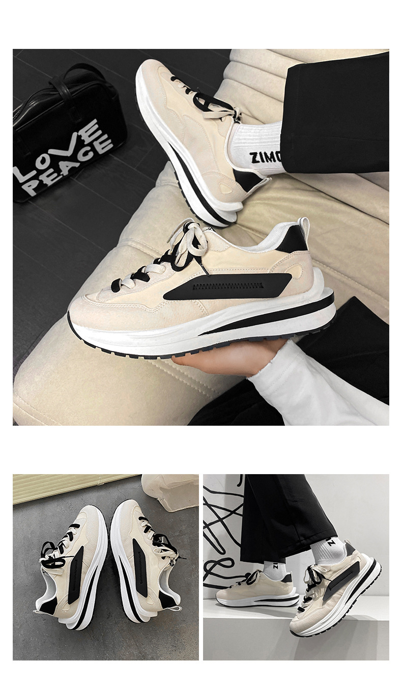 Férfi új koreai sokoldalú sport- és hétköznapi vastag talpú, kiemelő cipők internetes hírességek apáinak, trendi Instagramon_voghion.com