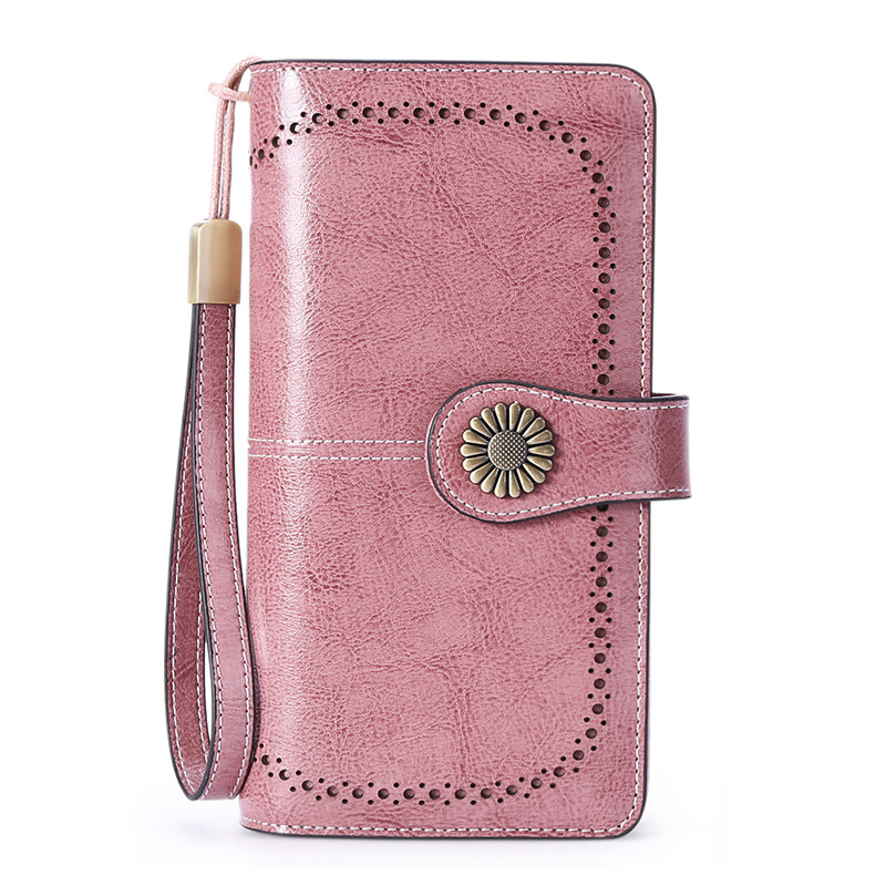Cartera de mano de microfibra con cremallera larga para mujer, de gran capacidad, con RFID_voghion.com