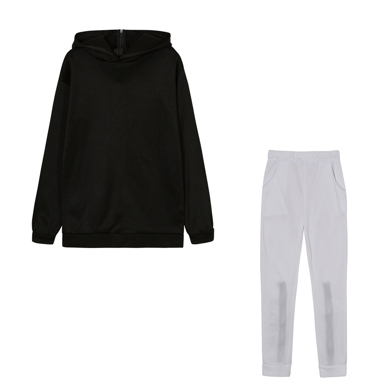 Felpa con cappuccio lunga e ampia con stampa alla moda da donna + tuta_voghion.com