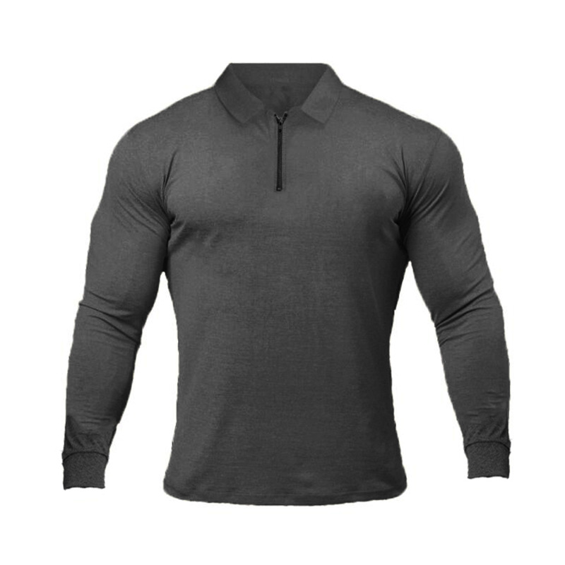 Muscle Herren Poloshirts Herren Langarm Revers Fitness PoloT-Shirts_voghion.com