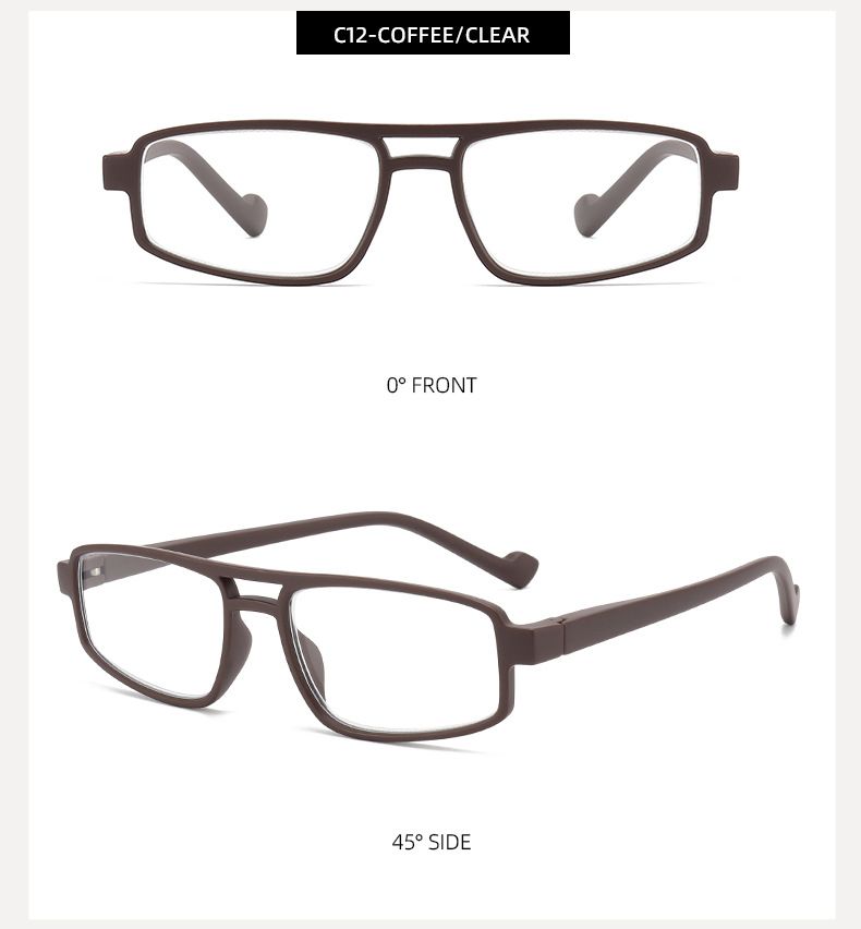 New Rectangular Hollow Double Beam Anti Ultraviolet Sunglasses Sunscreen Reading Glasses_voghion.com