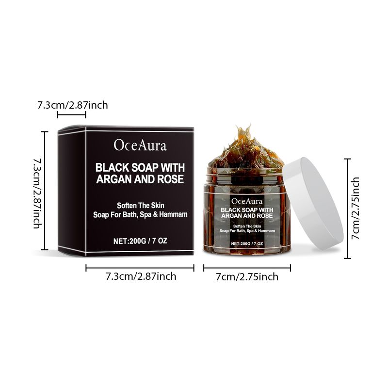 OceAura Black Soap With Argan And Rose, Deep Cleansing Moisturizing Skin Deodorizing Long-Lasting Cleansing Soap_voghion.com