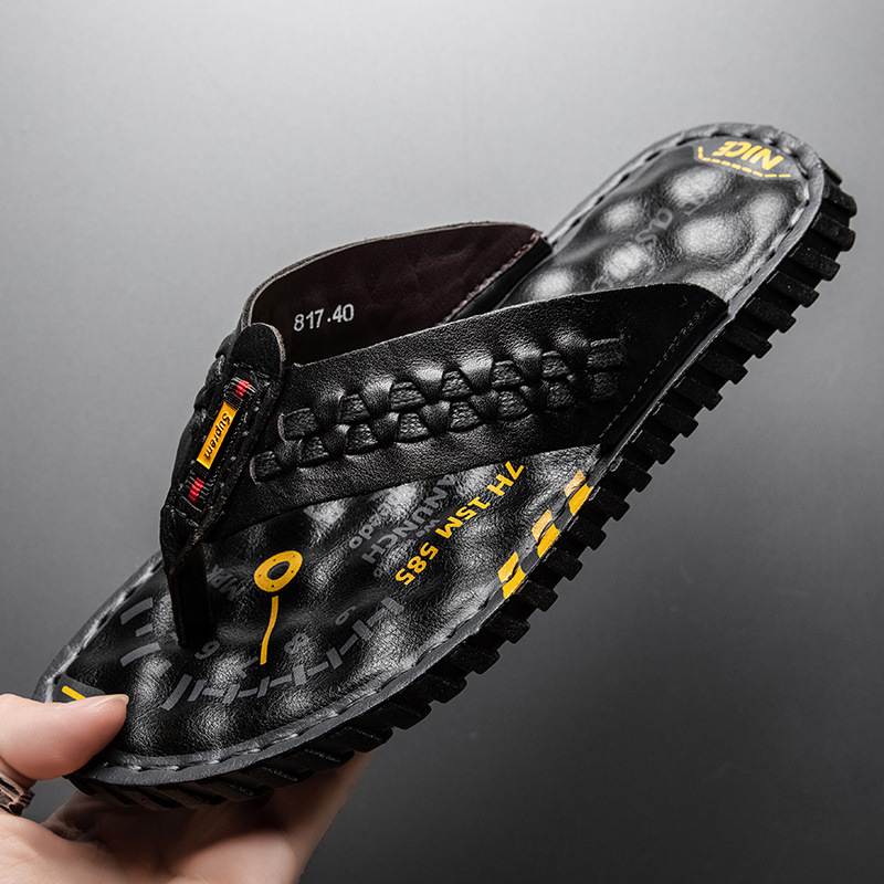 2025 Pantofole estive comode e di alta qualità da uomo, con un solo piede, in pelle, alla moda_voghion.com
