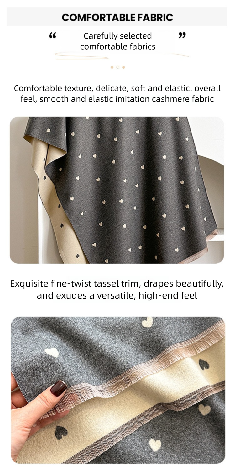Autumn And Winter Heart-pattern Color-block Fashion Double-sided Warm Scarf, Air-conditioning Neck Warmer, Shawl_voghion.com