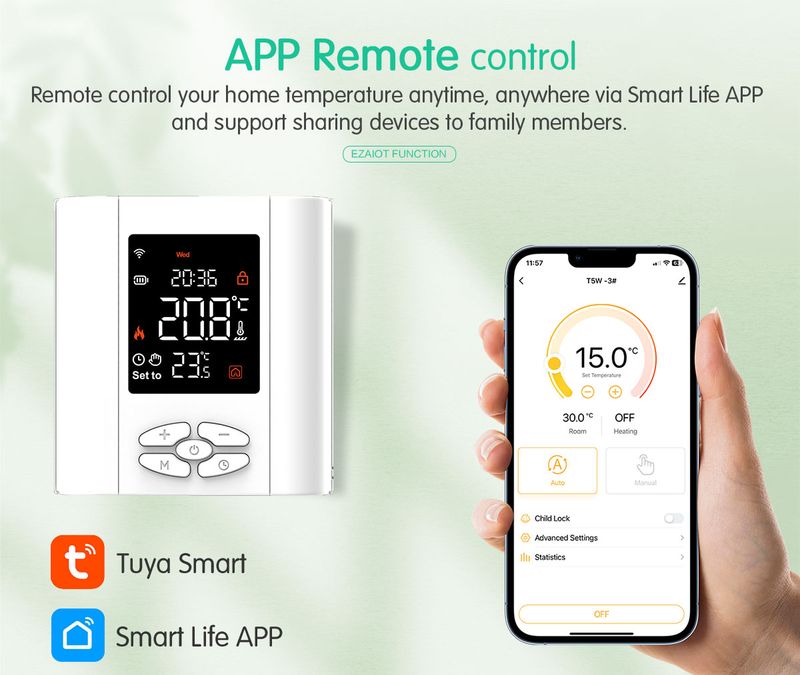 WiFi Heizthermostat Tuya Smart Temperaturregler Low Power Batterie Fir Gas Boiler funktionnéiert mat Alexa Google Home_voghion.com