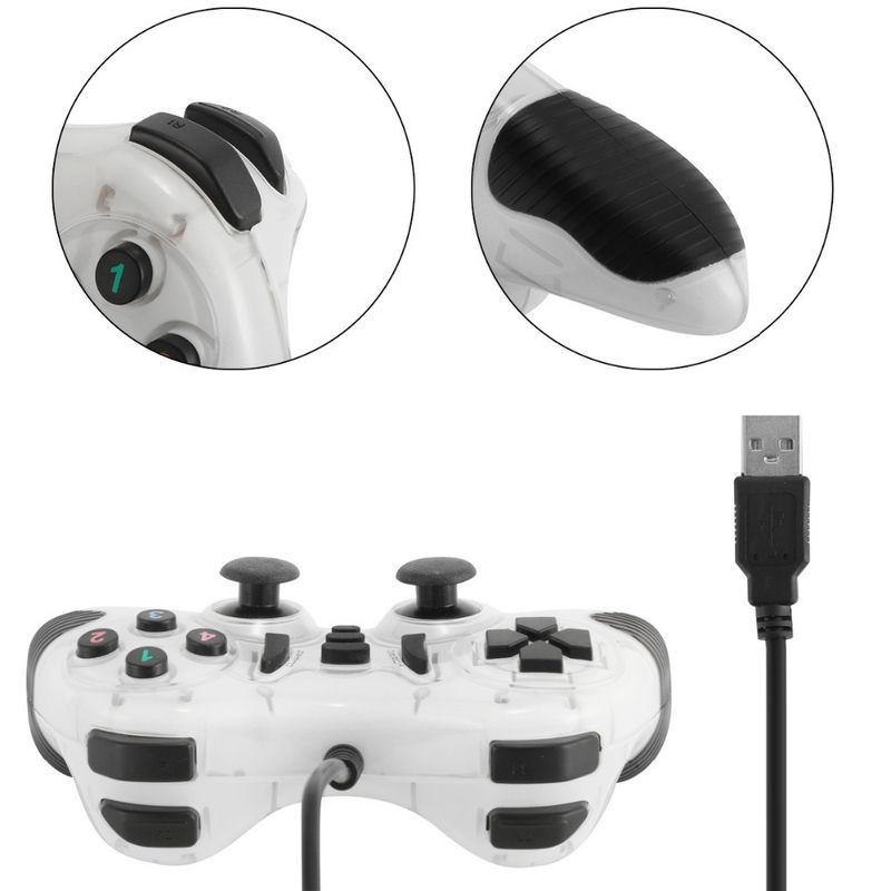 Domestic Transparent Color USB Compatible With Computer Game Dual Vibration Motion Sensing Controller_voghion.com