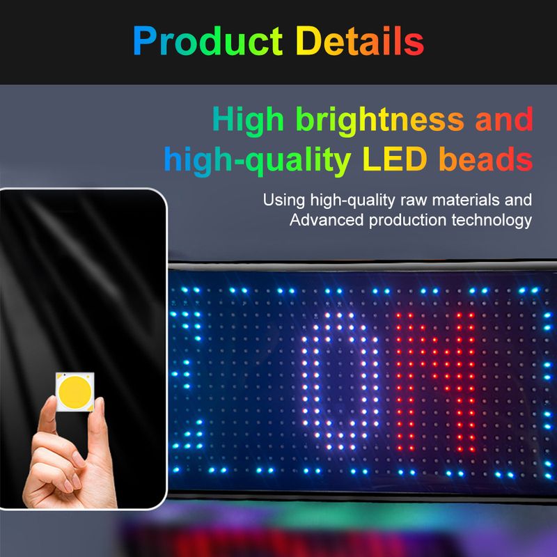 Dynamisches Devil's Eye LKW-Windschutzscheiben-Scrolling-Werbung Autoschild RGB DIY App-Steuerung LED-Panel Flexibles Displaylicht_voghion.com