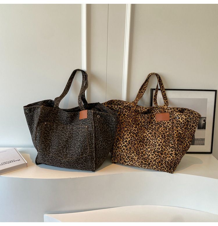 Borsa a tracolla da donna, grande capacità, borsa a tracolla alla moda leopardata, borsa tote da donna, borsa per la spesa, borsa da viaggio_voghion.com