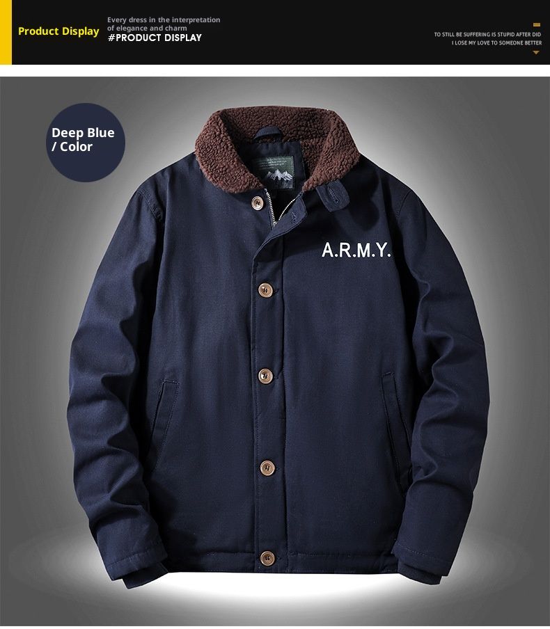 QFV507045555501<2 Middle-aged Men's Jacket Deck Padded Warm Military Workwear Winter Fleece Lined Thickened Casual Turn-down Collar Cotton_voghion.com