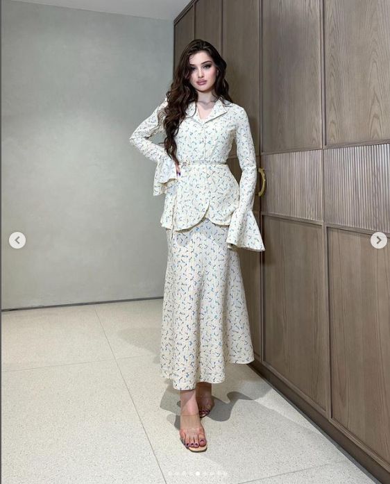 Frauen kleidung kleine floral hohe qualität taille lange-ärmeln top rock zwei-stück anzug_voghion.com