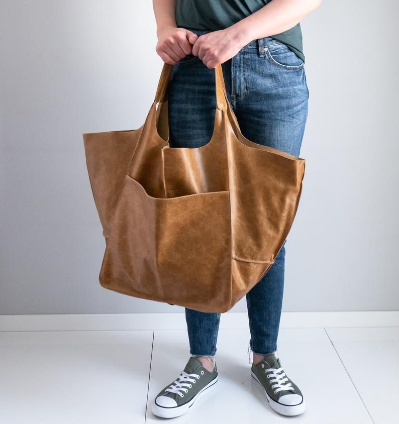 Damentaschen einfache große Tasche weiches Leder große Kapazität eine Schulter Handtasche Einkaufstasche handgemachte pflanzlich gegerbte Damentasche PG21_voghion.com