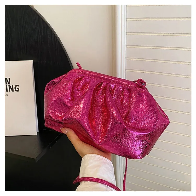 Small Design Women's Leather Sier Cloud Gold Crossbody Bag Ladies Party Clutch Purse Female Handbags_voghion.com