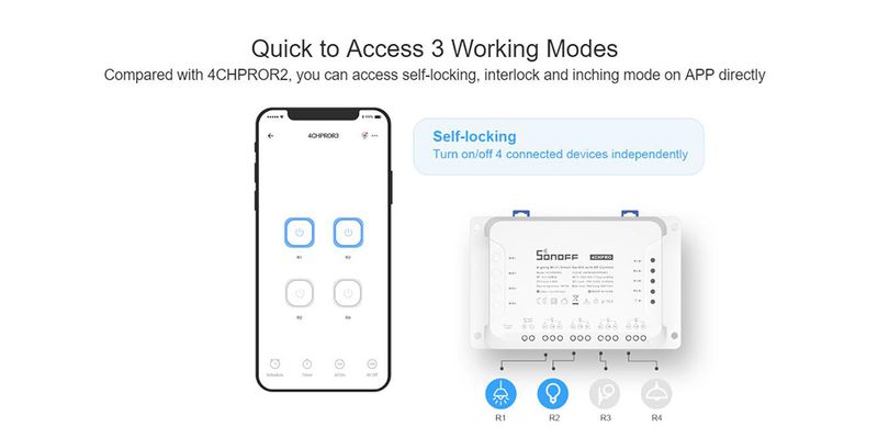 Sonoff 4CH (R3) PRO R3 Modulo di automazione domestica Wifi Smart RF Interruttore a 4 bande Rolg Gate Controllo remoto eWek_voghion.com