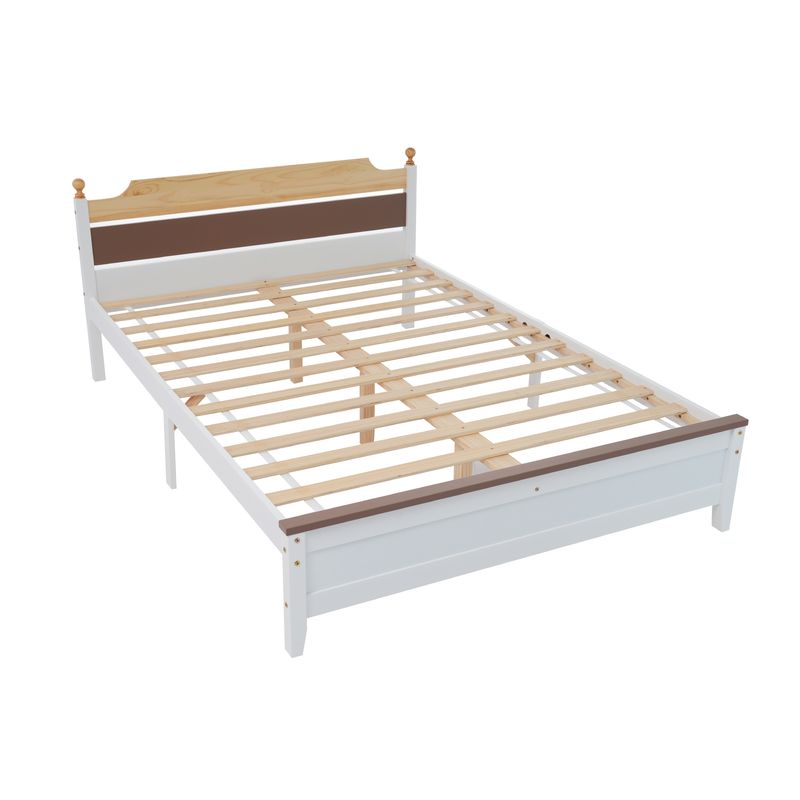 Doppelbett 140x200cm, Kiefernholz, Kopf- Und Fußteil, Colour-Blocking, Bianco_voghion.com