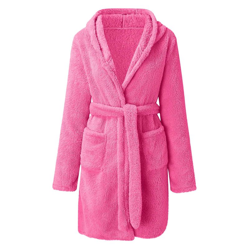 Men's autumn and winter warm bathrobe hooded home clothes plush pajamas robe_voghion.com