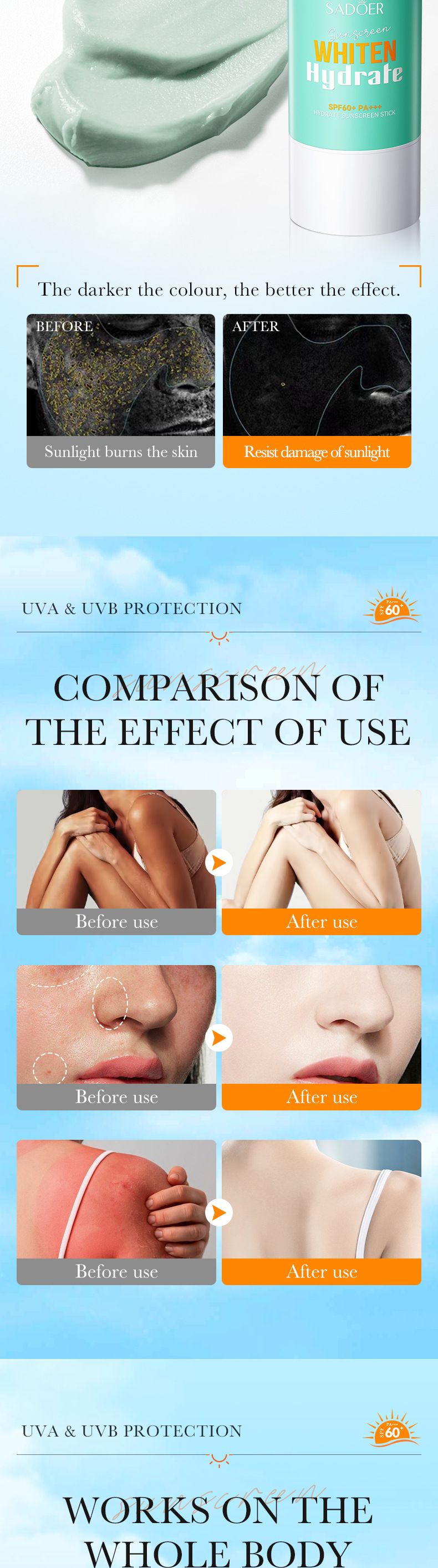 Full English Stick SADOER Whitening Moisturizing UV Resistant Sunscreen_voghion.com