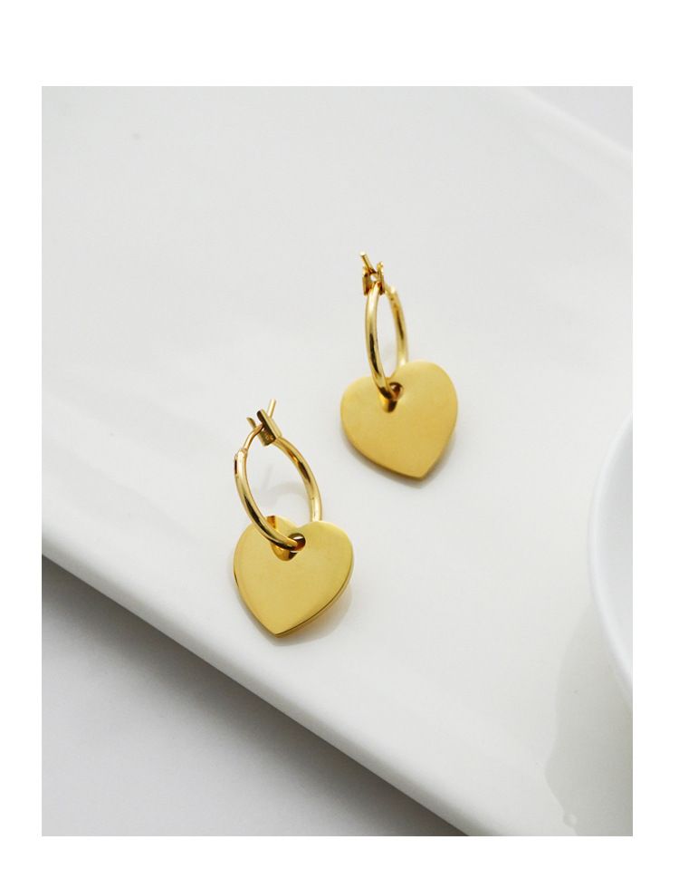 Ensemble de trois pièces en or véritable K en forme de cœur, le magnifique collier, bracelet, chaîne en os de serpent, collier, boucles d'oreilles_voghion.com