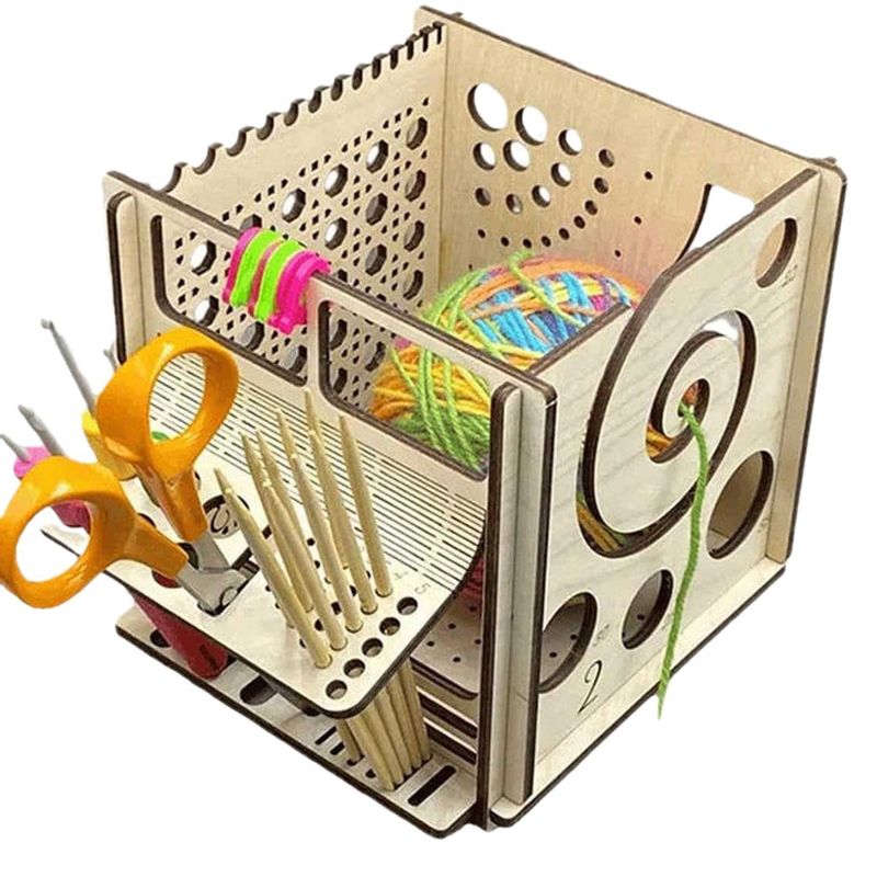 Cross-border New Multi Wooden yarnbowl Multi-functional Knitting Storage Tool Box Yarn Bowl Knitting_voghion.com