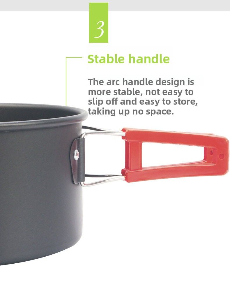 Set di pentole da campeggio portatili in alluminio ossidato duro per 2-3 persone con teiera_voghion.com