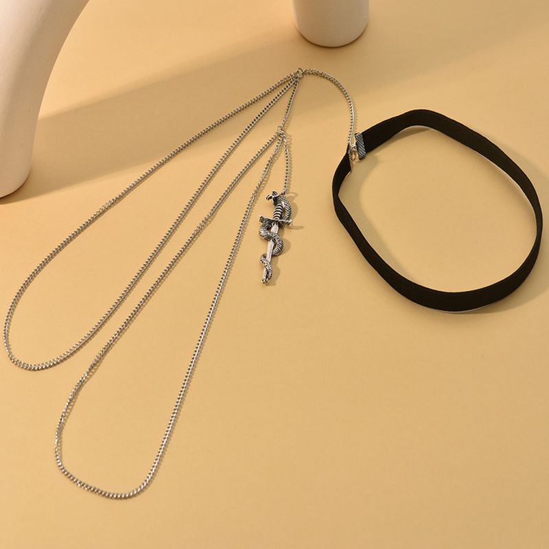 Pendentif serpent ange polyvalent, chaîne de jambe multicouche simple, bijou_voghion.com