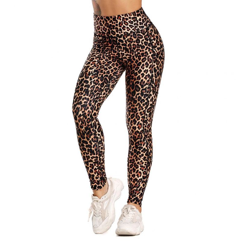 Women's yoga Pants Leopard Print Large Size Printed Pocket Slim Butt Lifting Sports Yoga Pants Leggings XY6645_voghion.com