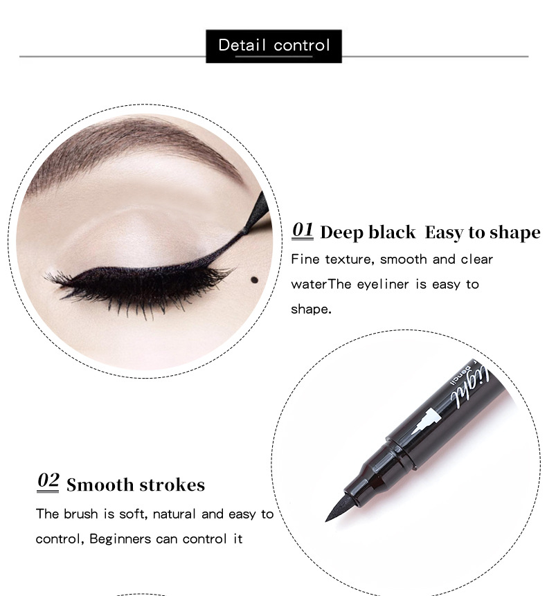 QIC Qini sigillo decorativo con motivo a colori impermeabile, asciugatura rapida, eyeliner a doppia testa senza sbavature_voghion.com