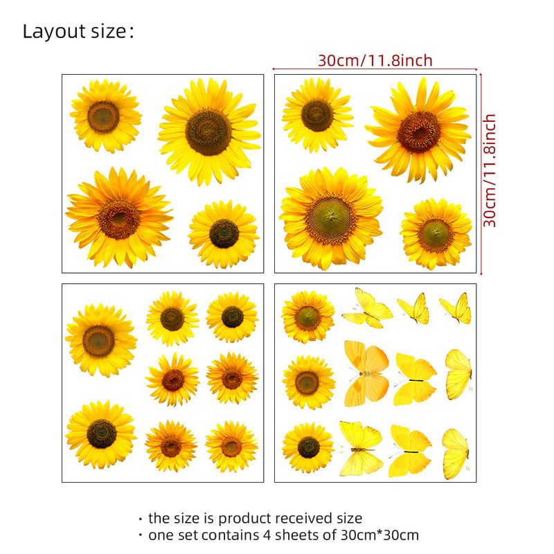 Sommer Sonnenblumen Atmosphäre CH81553 PVC Kinderzimmer DIY Gelb Serie Wandaufkleber_voghion.com