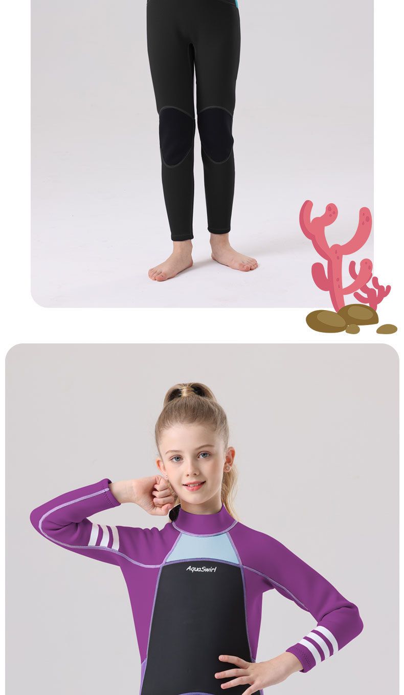 Vêtements pour enfants Nouvelle combinaison de plongée pour enfants Protection solaire extérieure Maillot de bain une pièce pour fille Combinaison une pièce à manches longues pour rester au chaud et au froid_voghion.com