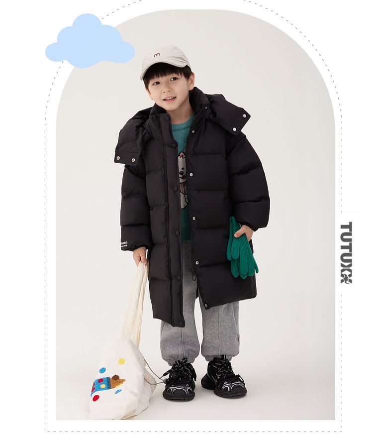 Lange, knielange Daunenjacke aus Baumwolle für den Winter, dick, warm, modischer Baumwollmantel für mittlere und große Kinder, lässige Baumwolljacke_voghion.com