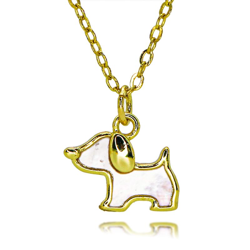 Collana con ciondolo a forma di barboncino dei cartoni animati, placcata in oro e rame, con catena a forma di O, design semplice, intarsi in rame e zirconi._voghion.com