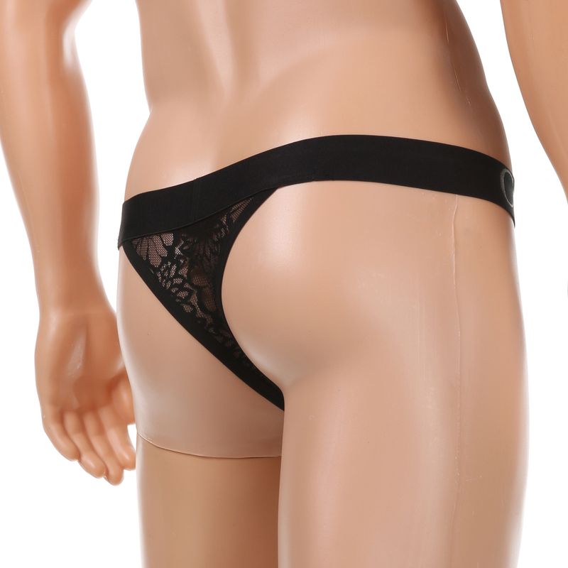 String érotique en dentelle super sexy pour hommes, taille basse, pure luxure, bikini transparent, pantalon T_voghion.com