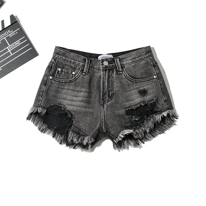 Spicy Girl Ausgefranste Denim Hot Pants Damen 2022 Sommer Neue Ins High Street Washed Ripped Slimming Shorts Trendy_voghion.com