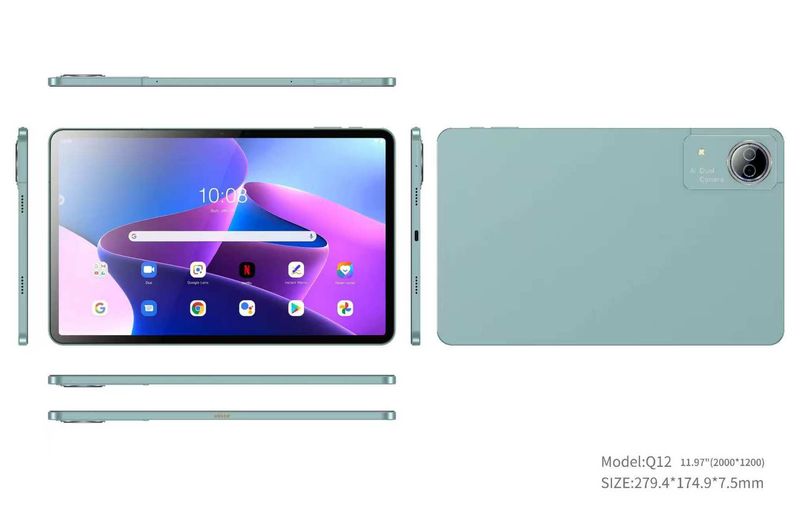 F12 Ultradünnes 12-Zoll-Android-Tablet mit 2K-Display, 6 GB RAM und 128 GB Speicher, Dual-SIM, GPS, abnehmbarer Tastatur_voghion.com