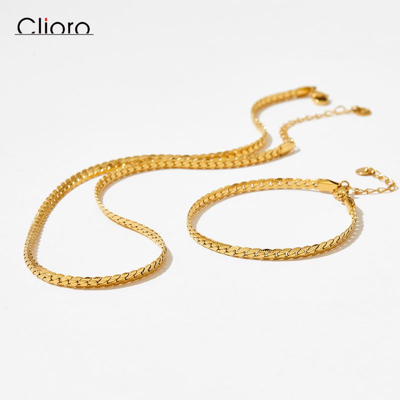 Women's Jewelry Stainless Steel Cuban Link Chain Bracelet Necklace Set, Punk Hip Hop Style, Durable Electroplated Finish, Star Moon Cloud_voghion.com