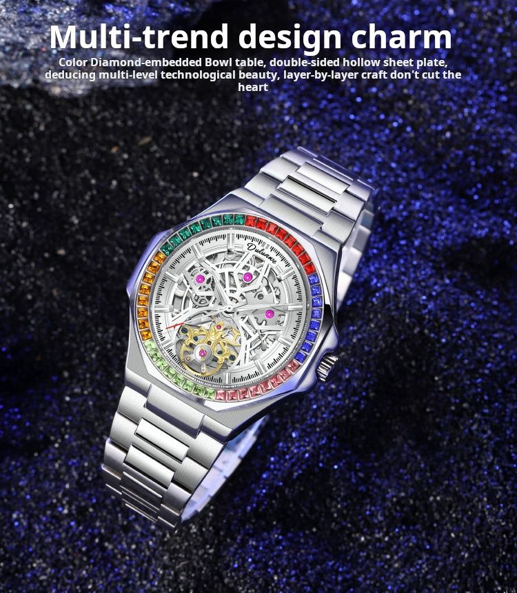 Orologio meccanico di lusso Tourbillon con cinturino in pelle, scheletro automatico, orologio da polso da uomo, moda, carica automatica, Reloj Hombre_voghion.com