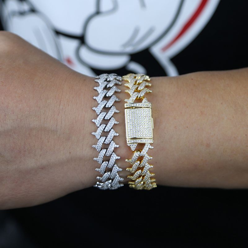 15mm Thorn Cuban Chain Hip Hop Inlaid Zircon Men's Bracelet New Model_voghion.com